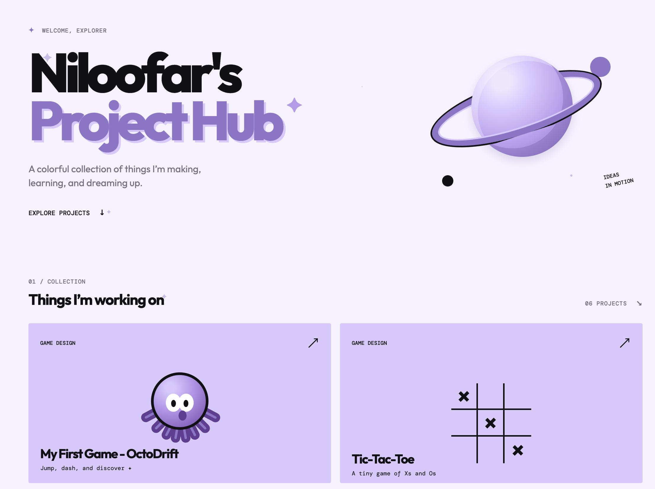 Nilo Z.'s Project Hub homepage