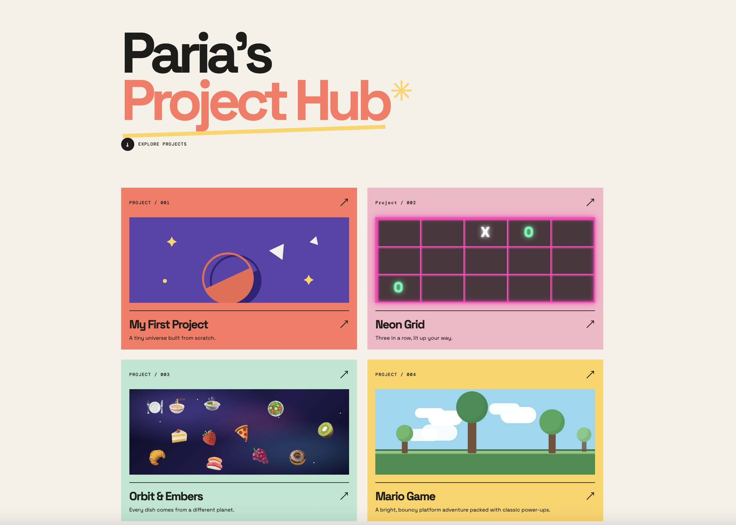Paria S.'s Project Hub homepage